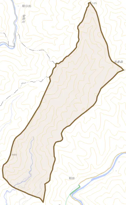大字宗ノ上とその周辺の地図。町の範囲を重ねている