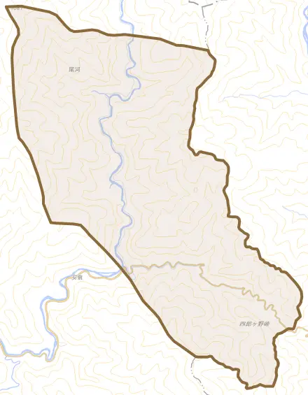 大字菅ノ上とその周辺の地図。町の範囲を重ねている