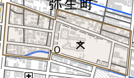 日の出町とその周辺の地図。町の範囲を重ねている