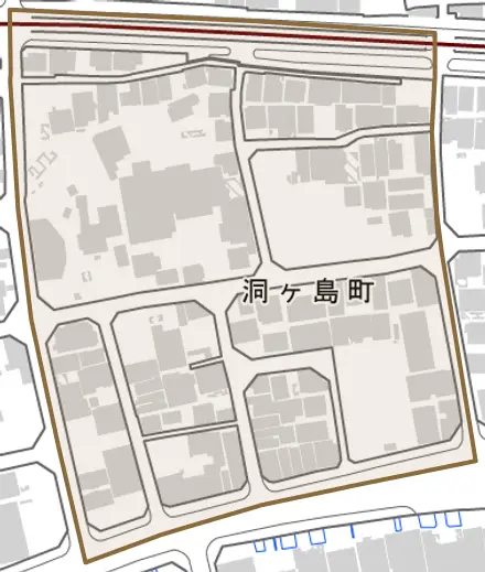 洞ヶ島町とその周辺の地図。町の範囲を重ねている