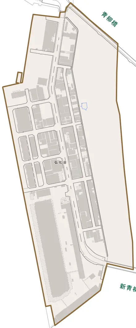 弘化台とその周辺の地図。町の範囲を重ねている