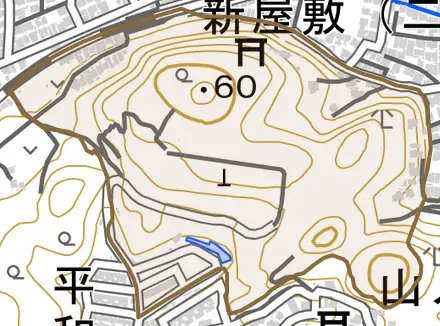 三ノ丸とその周辺の地図。町の範囲を重ねている