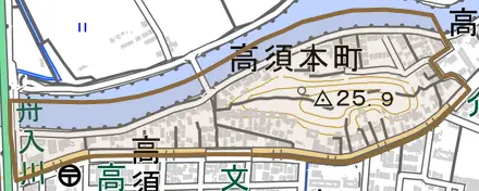 高須本町とその周辺の地図。町の範囲を重ねている