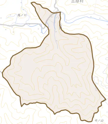 大字広野とその周辺の地図。町の範囲を重ねている