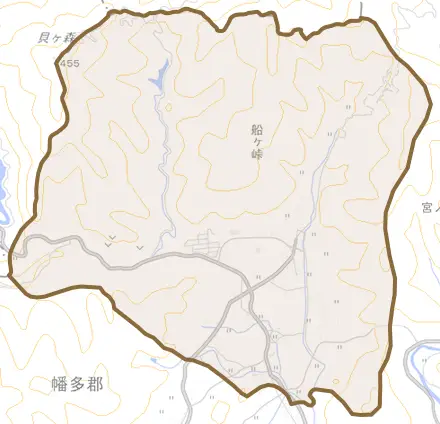 大字宮ノ川とその周辺の地図。町の範囲を重ねている