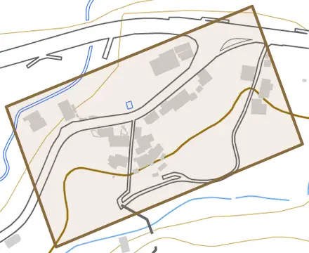 本山とその周辺の地図。町の範囲を重ねている