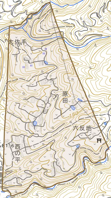 大原とその周辺の地図。町の範囲を重ねている