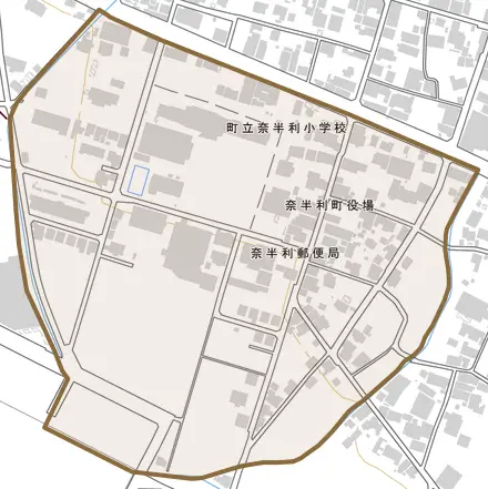立町とその周辺の地図。町の範囲を重ねている