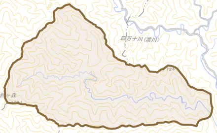 大野見島ノ川とその周辺の地図。町の範囲を重ねている