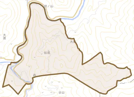 森とその周辺の地図。町の範囲を重ねている
