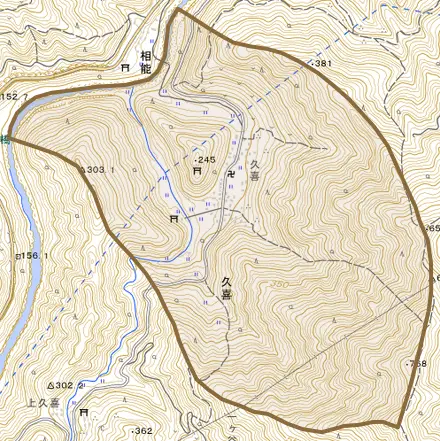 久喜とその周辺の地図。町の範囲を重ねている