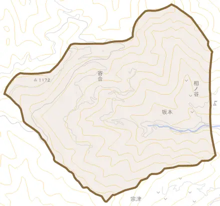 坂本とその周辺の地図。町の範囲を重ねている