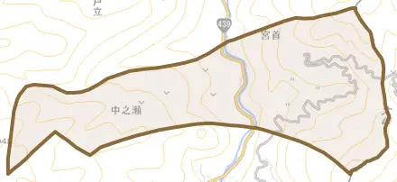 長者丁とその周辺の地図。町の範囲を重ねている