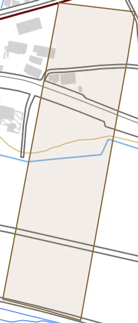 岩目地とその周辺の地図。町の範囲を重ねている