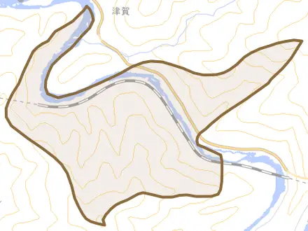 茅吹手とその周辺の地図。町の範囲を重ねている