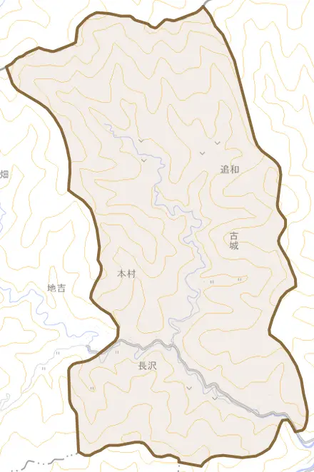 古城とその周辺の地図。町の範囲を重ねている