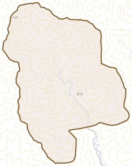 折合とその周辺の地図。町の範囲を重ねている