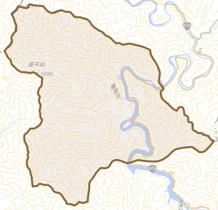 下津井とその周辺の地図。町の範囲を重ねている