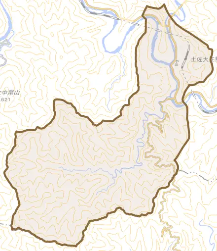 大正とその周辺の地図。町の範囲を重ねている