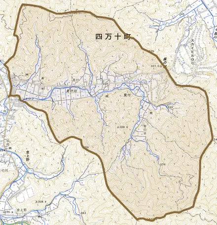 見付とその周辺の地図。町の範囲を重ねている