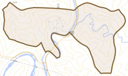 江師とその周辺の地図。町の範囲を重ねている