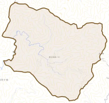 西土佐藤ノ川とその周辺の地図。町の範囲を重ねている
