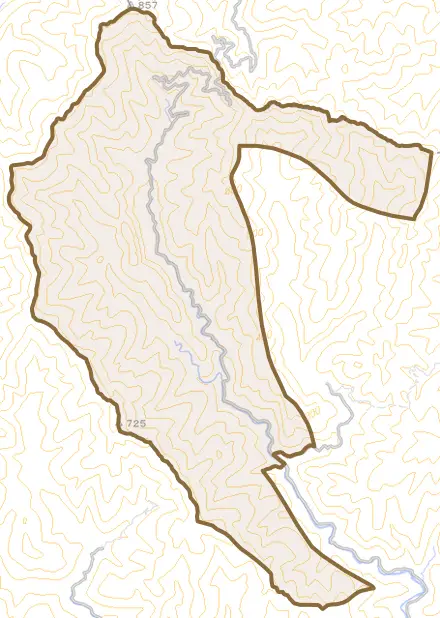 竹屋敷とその周辺の地図。町の範囲を重ねている