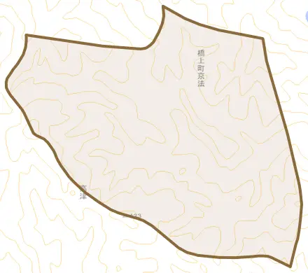 橋上町京法とその周辺の地図。町の範囲を重ねている