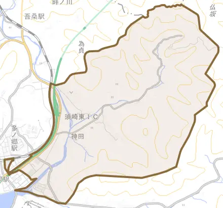 神田とその周辺の地図。町の範囲を重ねている