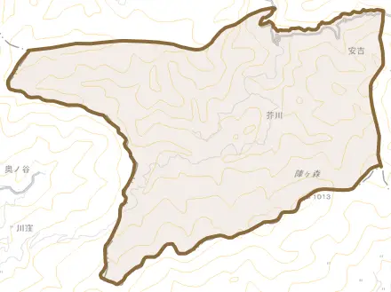 芥川とその周辺の地図。町の範囲を重ねている
