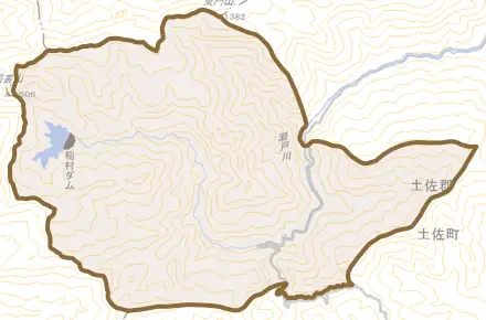 瀬戸とその周辺の地図。町の範囲を重ねている