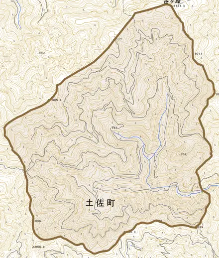 笹ケ谷とその周辺の地図。町の範囲を重ねている