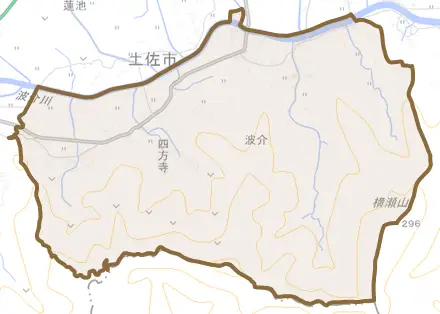 波介とその周辺の地図。町の範囲を重ねている