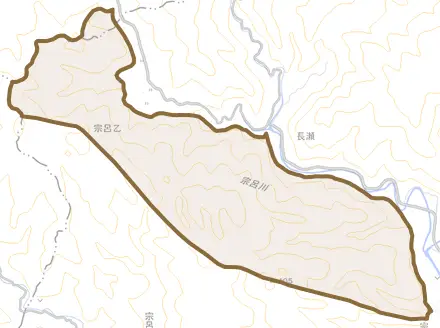 宗呂とその周辺の地図。町の範囲を重ねている