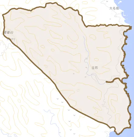 立石とその周辺の地図。町の範囲を重ねている