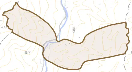 大字内京坊とその周辺の地図。町の範囲を重ねている