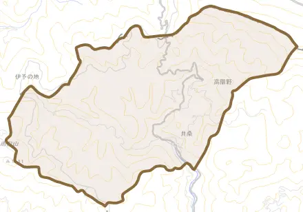 井高とその周辺の地図。町の範囲を重ねている
