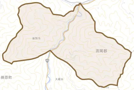 後別当とその周辺の地図。町の範囲を重ねている