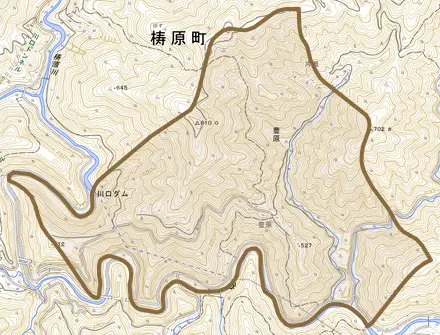 豊原とその周辺の地図。町の範囲を重ねている
