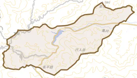 枦宇土町とその周辺の地図。町の範囲を重ねている