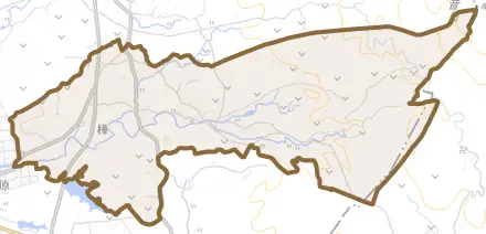 樺とその周辺の地図。町の範囲を重ねている