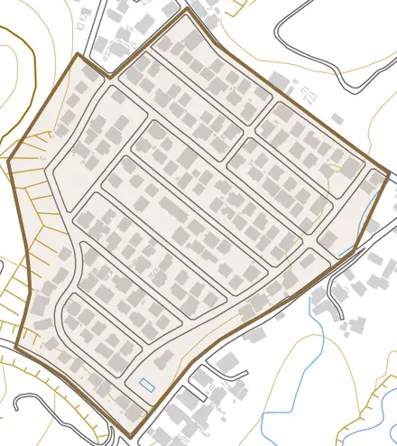 住吉町とその周辺の地図。町の範囲を重ねている