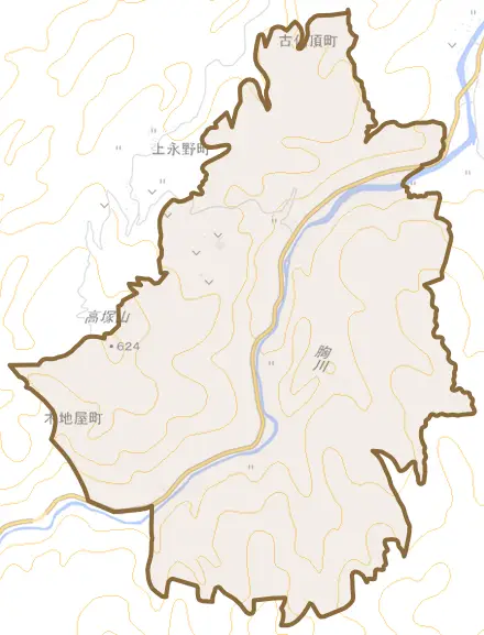 木地屋町とその周辺の地図。町の範囲を重ねている