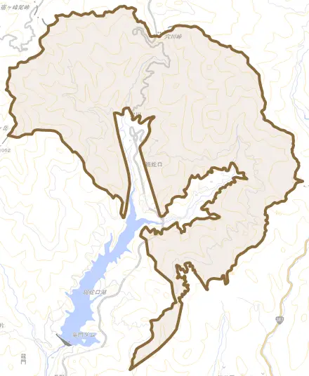 班蛇口とその周辺の地図。町の範囲を重ねている