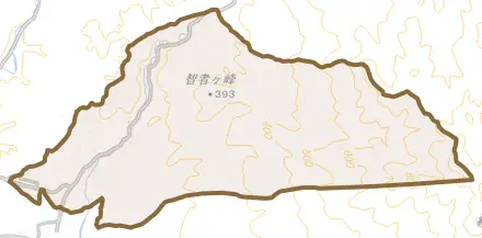 旭志弁利とその周辺の地図。町の範囲を重ねている