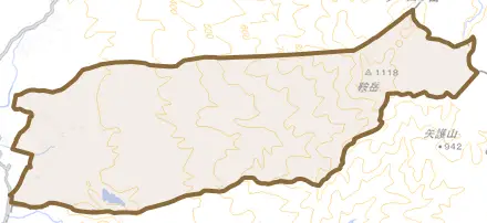 旭志麓とその周辺の地図。町の範囲を重ねている