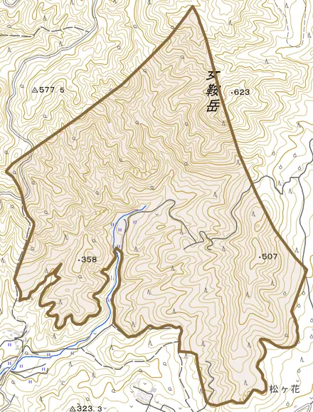 重味とその周辺の地図。町の範囲を重ねている