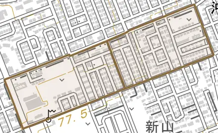 杉並台とその周辺の地図。町の範囲を重ねている