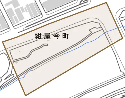 新鍛冶屋町とその周辺の地図。町の範囲を重ねている