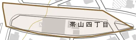 帯山とその周辺の地図。町の範囲を重ねている